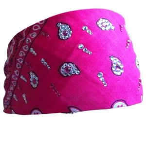 Women's Pink Paisley Biker Bling Bandana